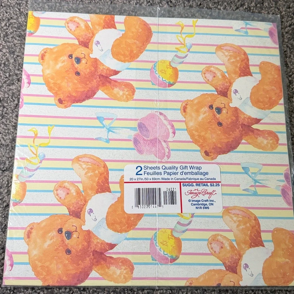 5/$25 VINTAGE Baby Shower Wrapping Paper Teddy Bears
